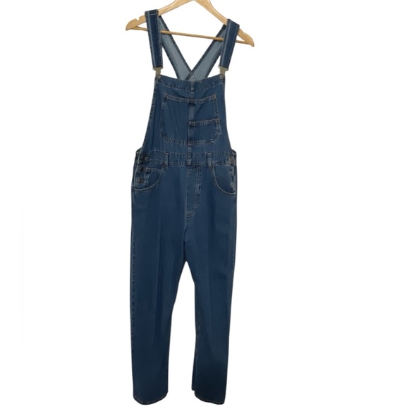 New FREE PEOPLE Ziggy Sapphire Blue Denim Overalls Medium Wash WTF Size Medium - Picture 4 of 12